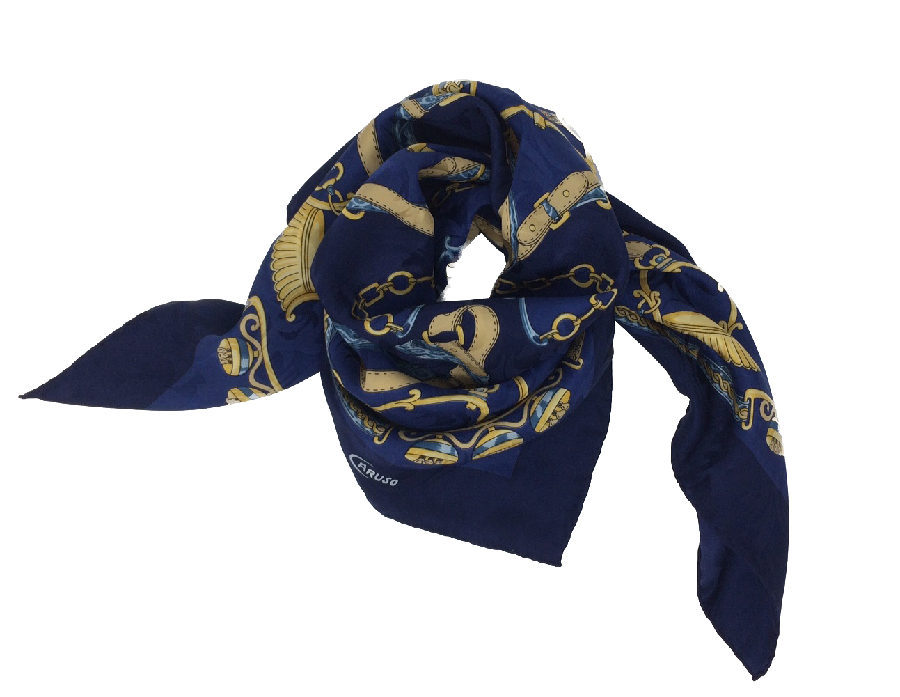 Foulard Caruso in seta blu