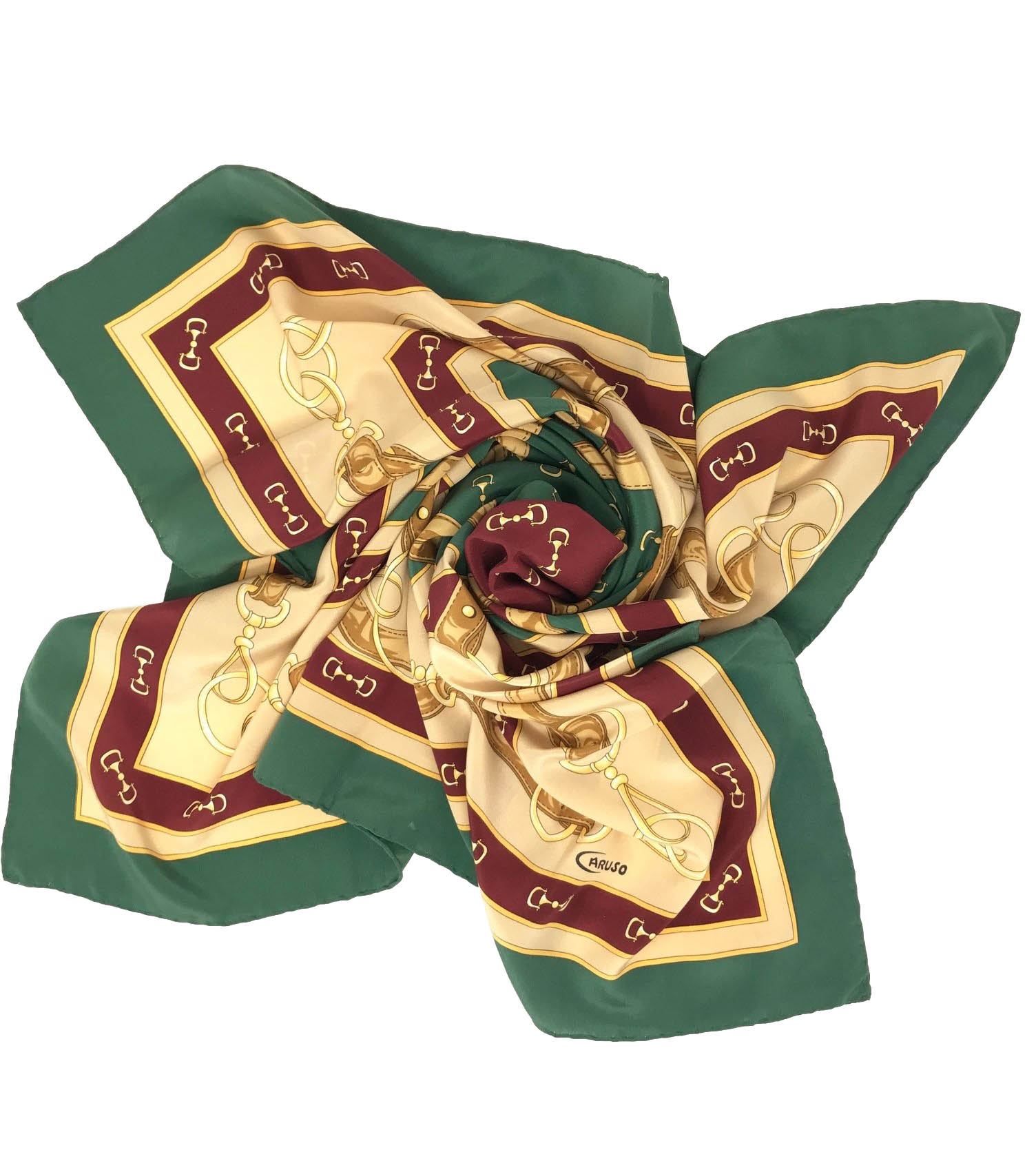 Foulard Caruso in seta bord verde